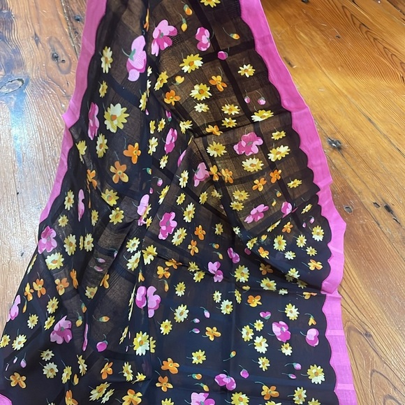 Yves Saint Laurent YSL Floral Handkerchief Small Scarf cotton Authentic vintage - Picture 7 of 8